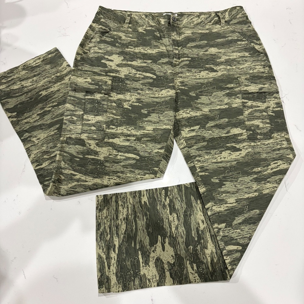True Craft Mens Green Tiger Stripe Camo Cargo Pants Size 40 Y2K Streetwear